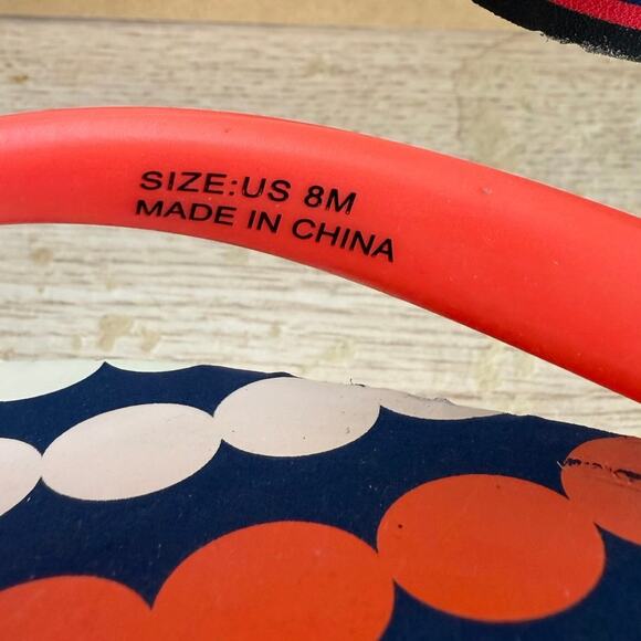 KATE SPADE New York Fifi Navy Orange Polka Dot Women Flip Flops  - SZ 8 - Picture 8 of 10